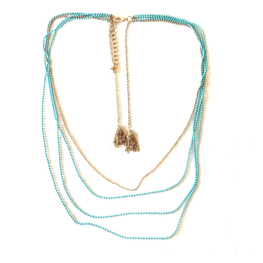 Gold and turquoise layering necklace